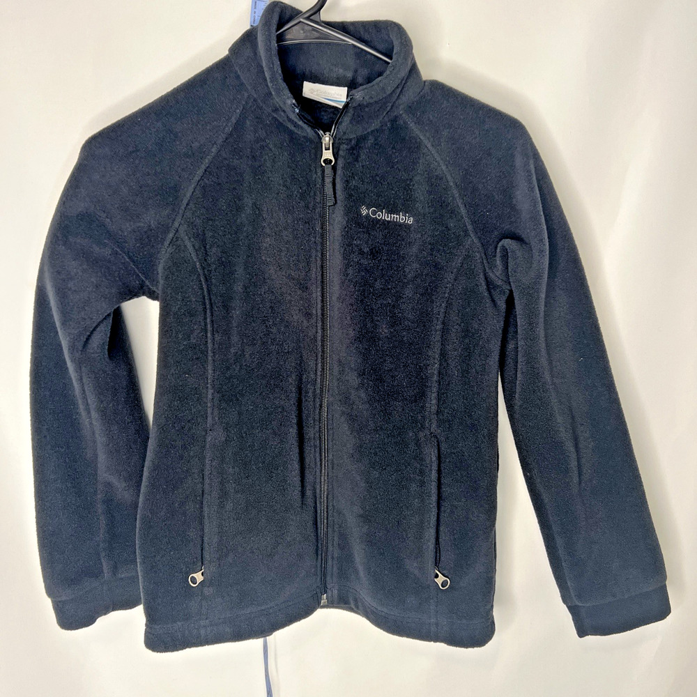 Columbia Jacket Kids Size Medium 10/12 Black Fleece Long Sleeve Full Zip